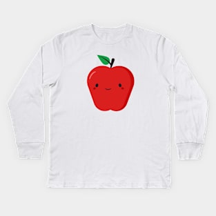 Cute Kawaii Red Apple Kids Long Sleeve T-Shirt